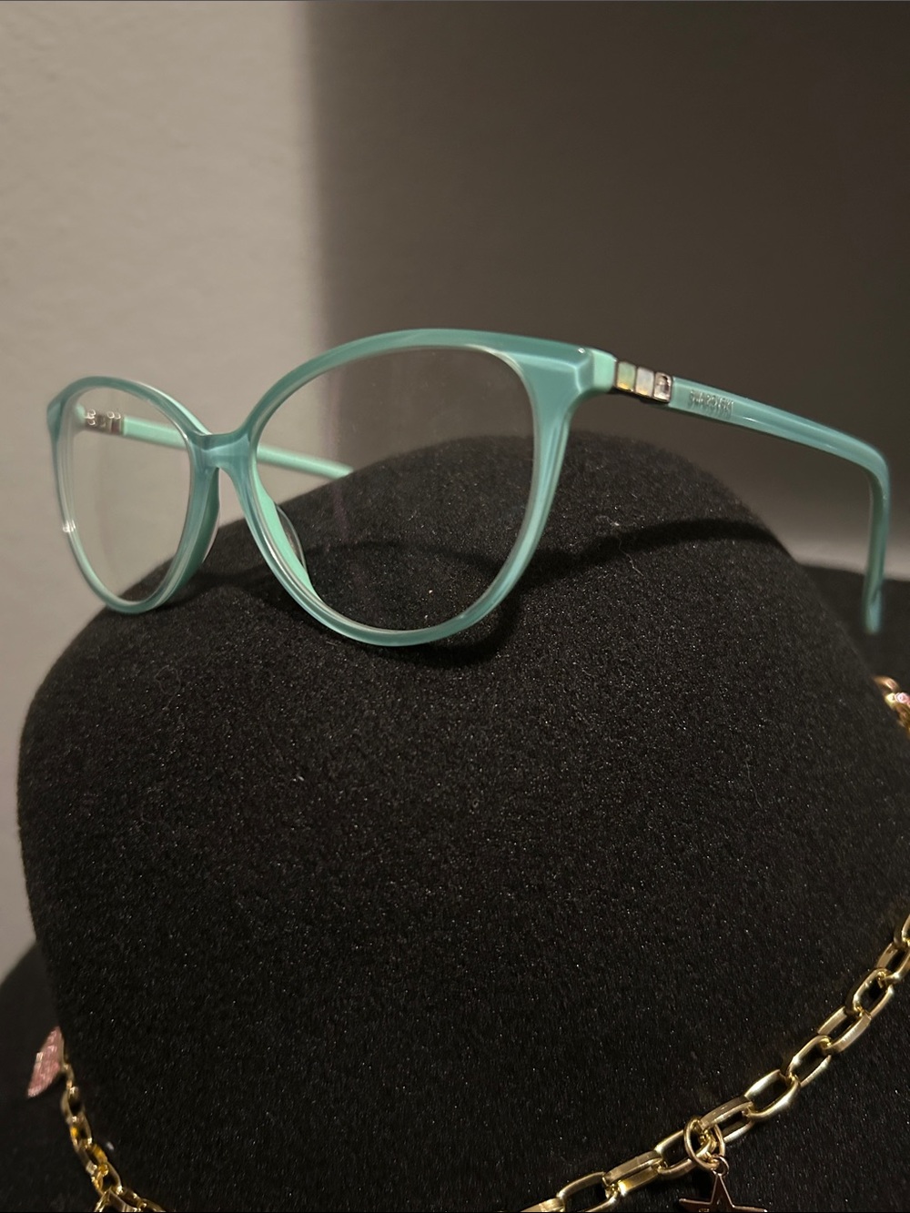 Swarovski Cat Eye glasses SK5136-3 color 095 in a light teal transparent